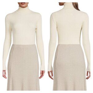 Mara Hoffman Lori Turtleneck Sweater Cream Ribbed Size 2X Organic Cotton